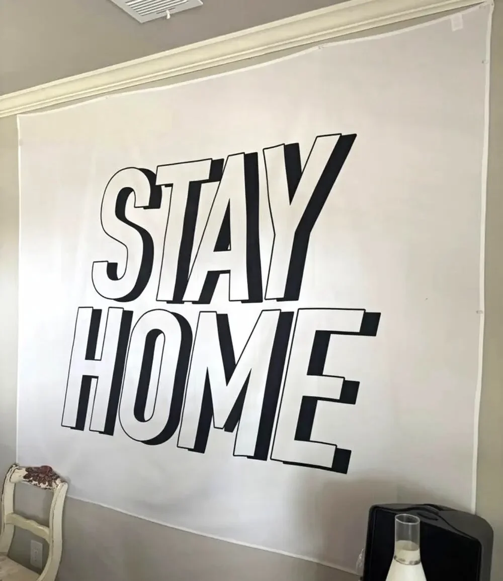 Giant 69x80in “Stay Home” Fabric Wall Hanging Tapestry